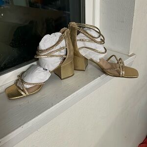 Elegant Gold Strappy Heels